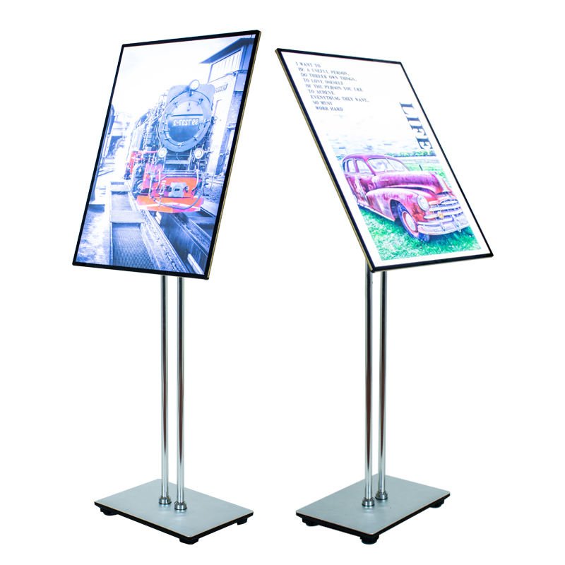 Double pillars glass light box stand